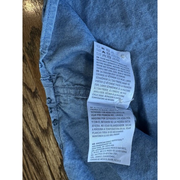 American Eagle Outfitters Shirt Mens Size S Blue Floral Long Sleeve Button Down - Picture 7 of 9